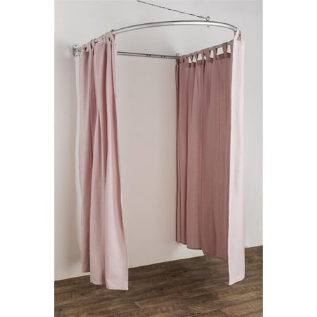 Displays2go Retail Dressing Room Kit, Semi-Circle, Aluminum Curtain Rod
