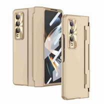 Dteck for Galaxy Fold 4 Case Hinge Protection Wireless Charging Hard Back with Non-Slip Shockproof Lightweight Slim Cover for Samsung Z Fold 4 5G 2022, Gold