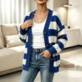 thumbnail image 3 of yillto Women Cardigan V Neck Button down Striped Sweater Knit Long Sleeve Loose Cardigans S-XXXL, 3 of 7