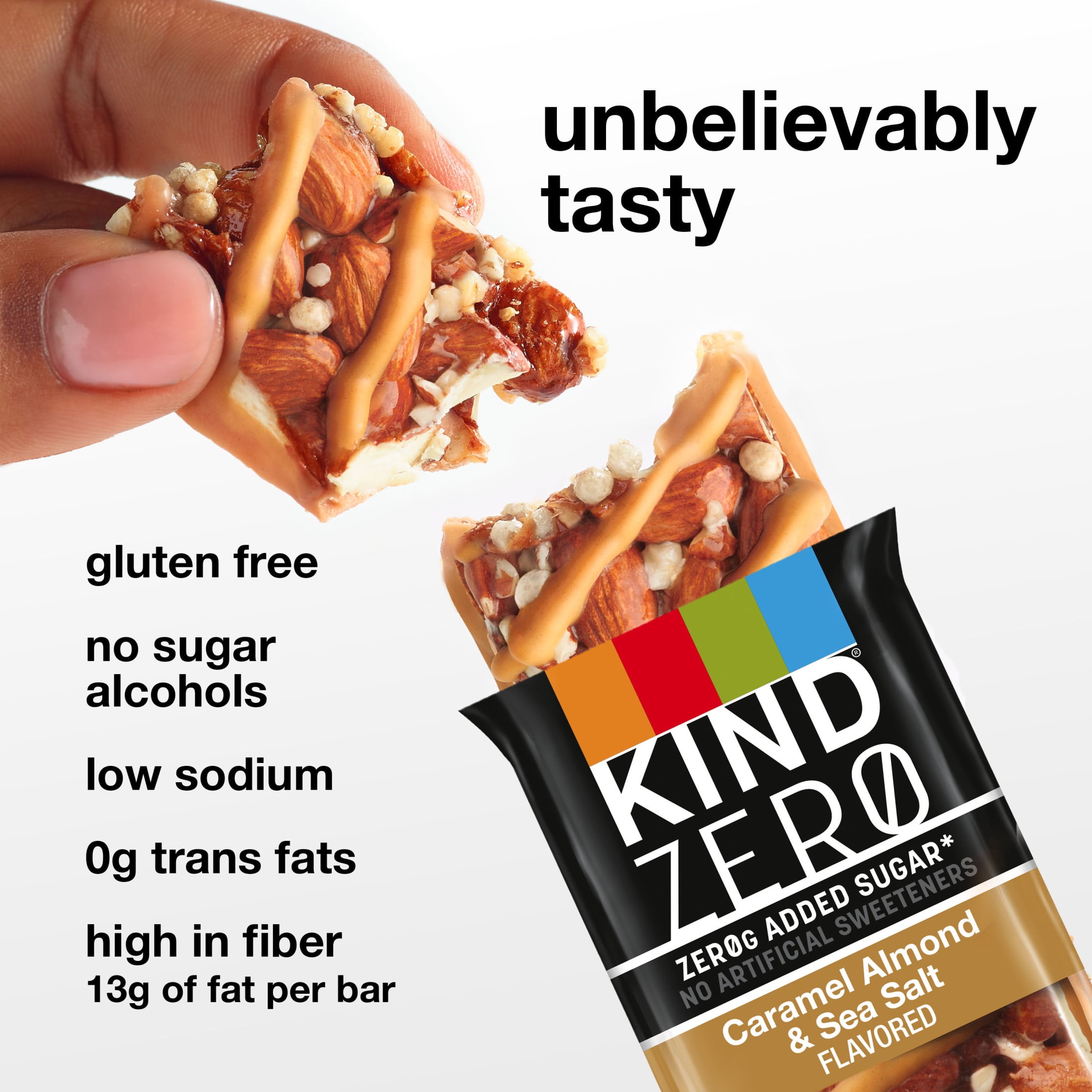 (6 pack) KIND Keto Snack ZEROg Added Sugar Caramel Almond Sea Salt Bars Box 6.2oz