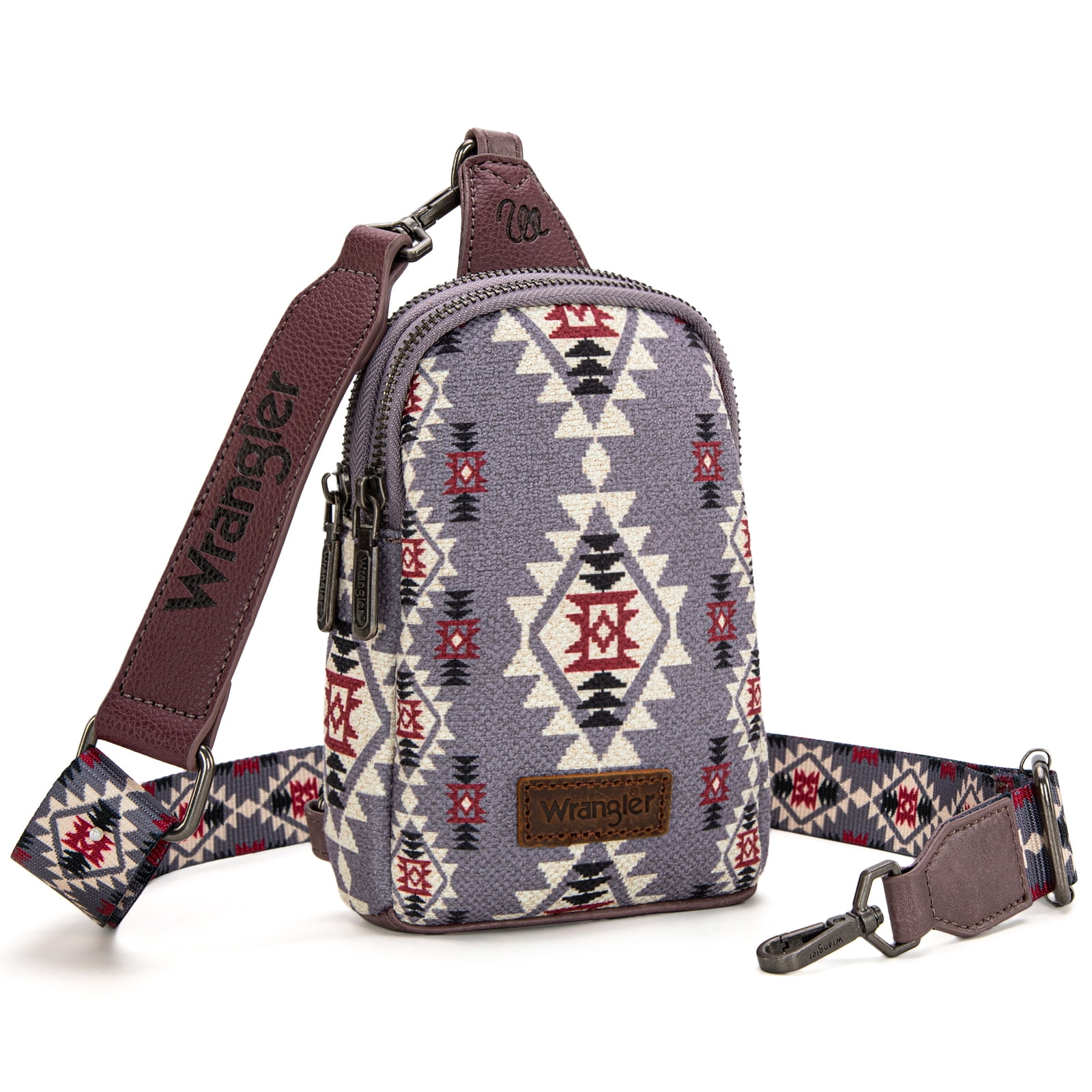 Wrangler Crossbody Sling Bags for Women Cross Body Purse with Detachable Strap, Light Violet