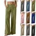 thumbnail image 7 of aohooy Wide Leg High Waisted Pants Women Summer Casual Button Up Palazzo Work Pant Beach Vacation Comfort Trousers with Pockets Dark Gray,XL, 7 of 7