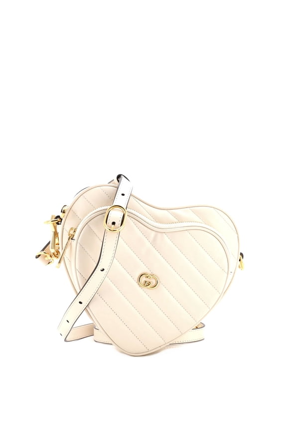 Pre-Owned Interlocking G Heart Shoulder Bag Diagonal Quilted Leather Mini By Rebag