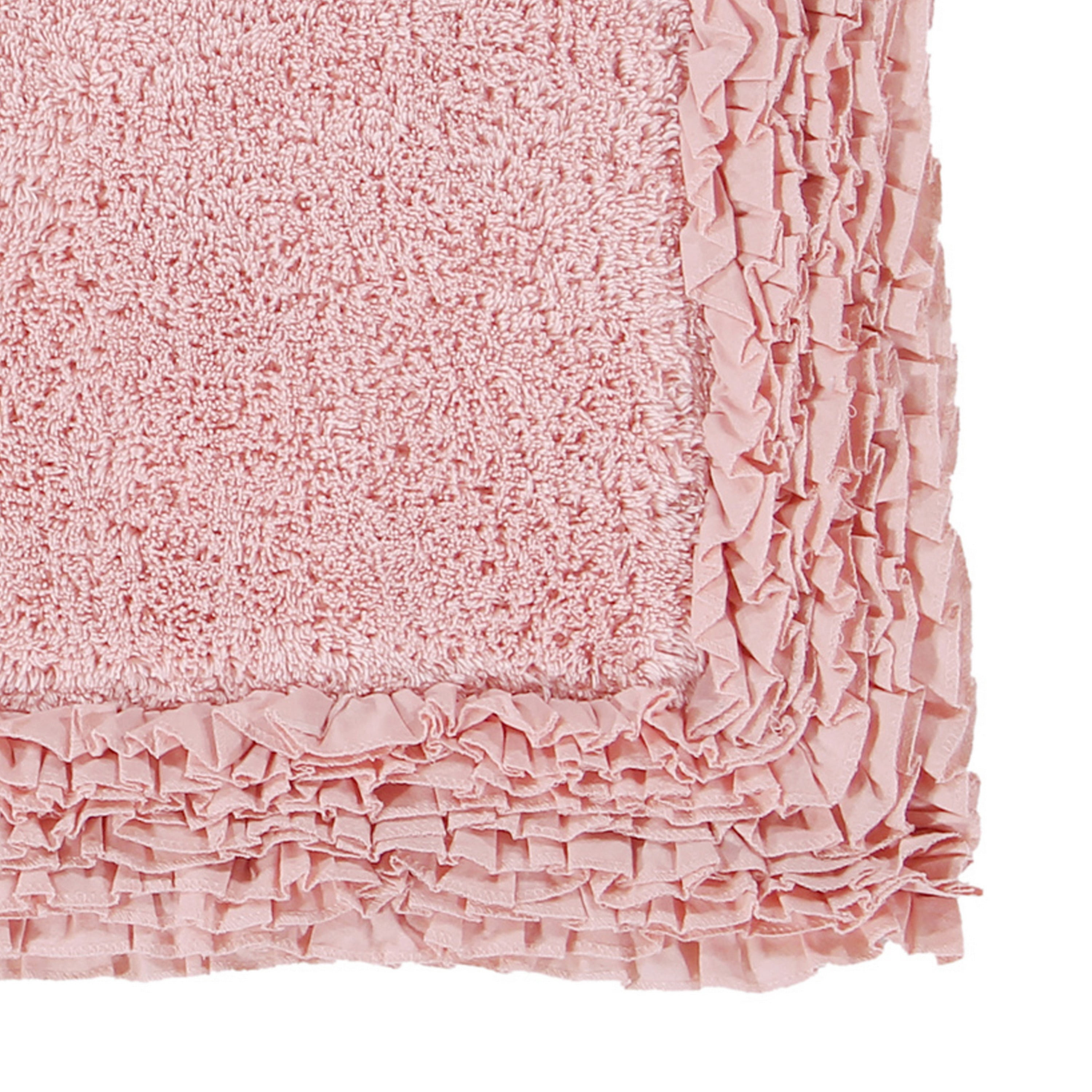 Better Trends 24" x 40" Premium Bathroom Rug 100% Cotton, Ultra Soft Bath Mat, Water Absorbent, Non-Slip Ruffle Border (Pink) Shaggy Border Collection
