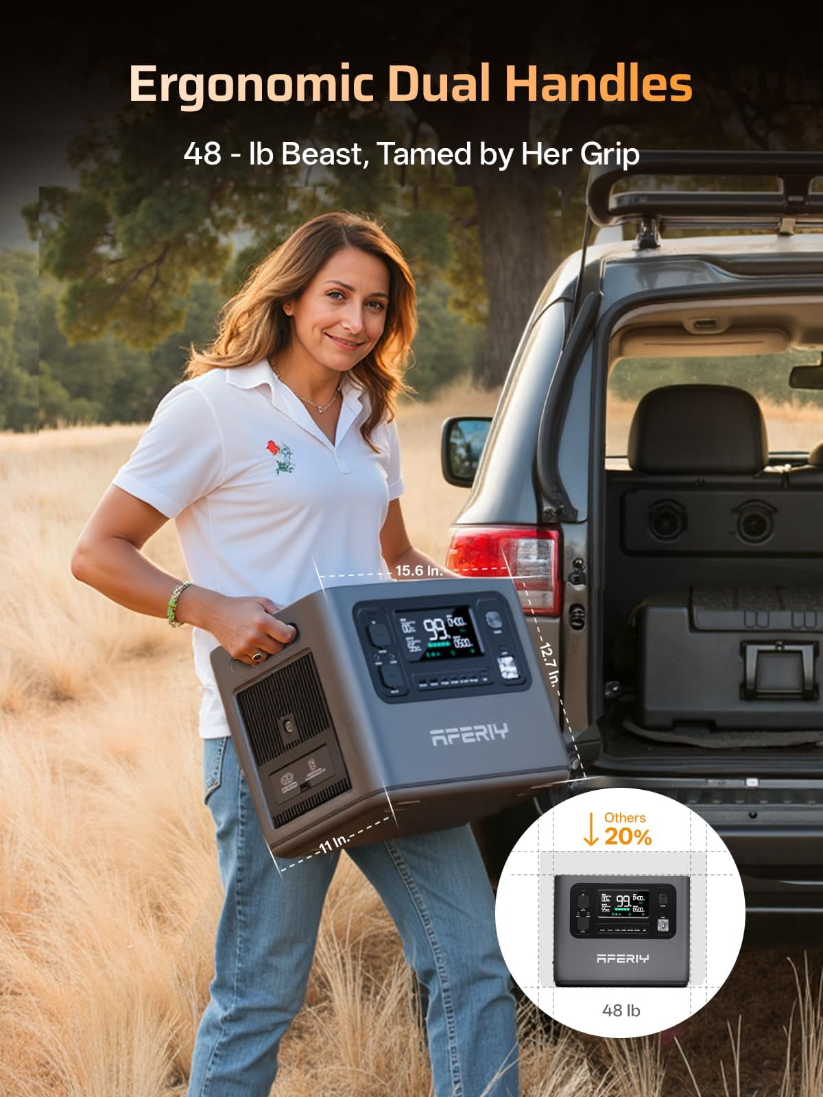 AFERIY P280 2800W Portable Power Station with 200W Solar Panel, 2048Wh LiFePO4 Battery, Expandable to 10kWh, 1800W AC Charging in 38 mins, UPS Solar Generator for Home, Power Outages, Camping, RVs