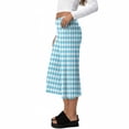 thumbnail image 4 of Women's Fold Over Capri Pants Y2K Low Rise Wide Leg Flowy Gaucho Pants Summer Plaid Going Out Yoga Capris Cyan M, 4 of 7