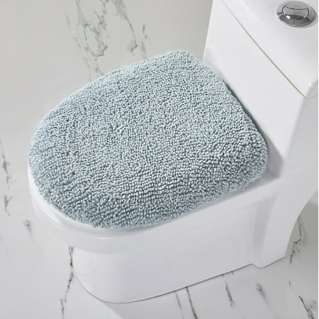 Better Trends Edge Collection 100% Cotton Tufted 18 x 20 Lid Cover Bath Mat Rug - Blue