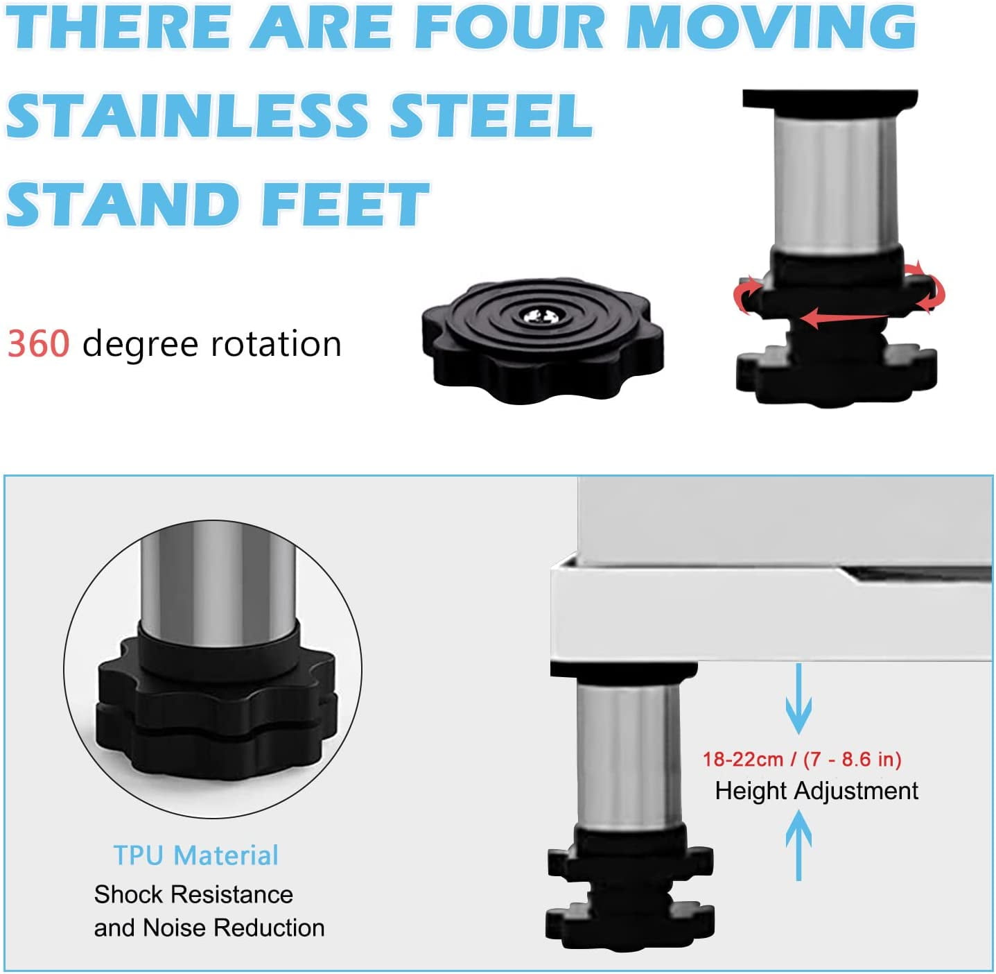 Mini Fridge Riser, Maximum Load of 660 Lbs (300 Kg),Shock-Absorbing and  Silent, Portable Dryer Stand, for Dryers and Refrigerators,4Feets4Wheels