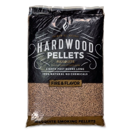Fire & Flavor Mesquite 100% All-Natural Wood Pellets for Smokers and Pellet Grills, BBQ, Bake, Roast, and Grill, 20 lb. Bag