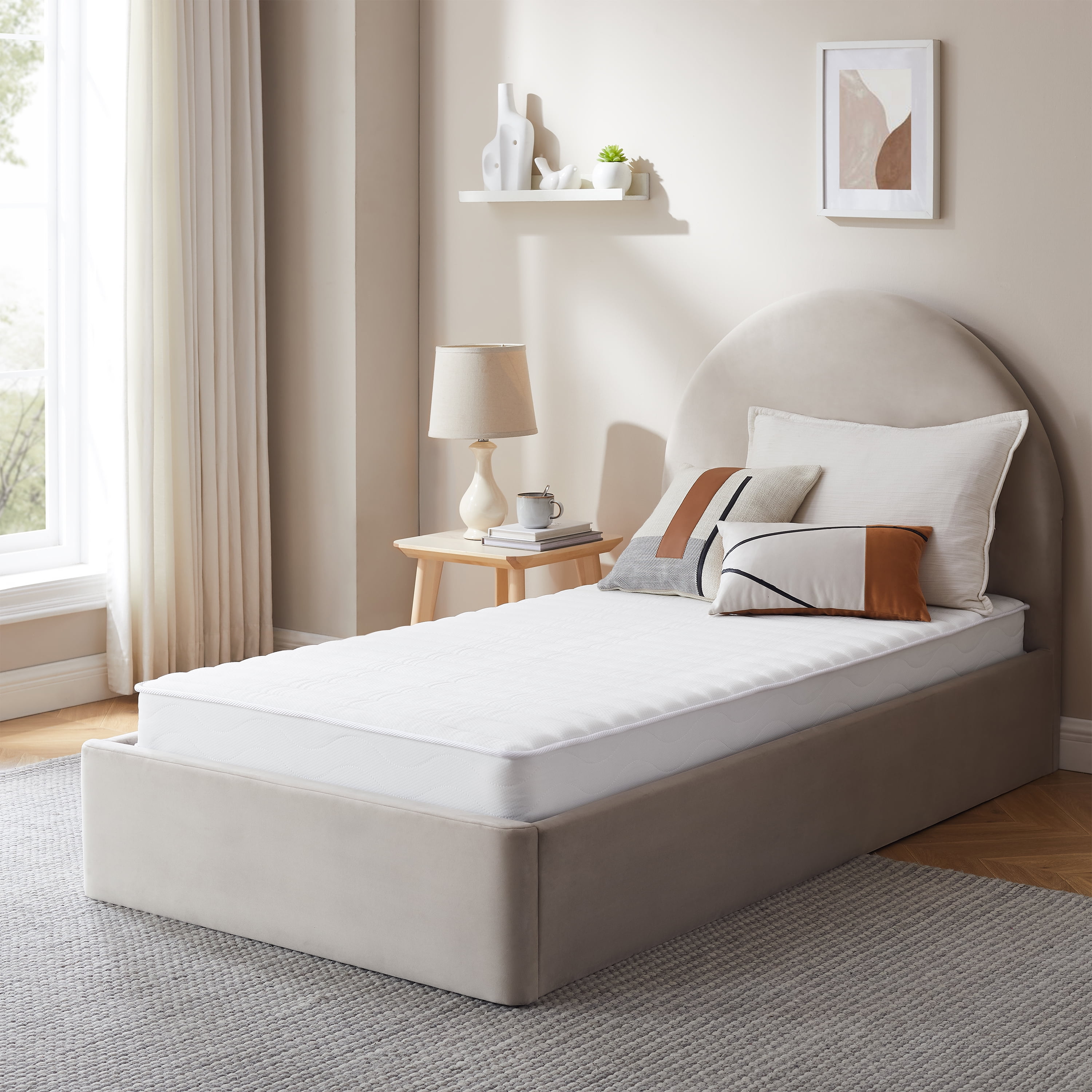 Full Size Innerspring Mattresses, 6-Inch Medium Firmness Bonnell Spring Mattress,Even Support & Lasting Comfort for Balanced Sleep.Full size., White Memory Foam Mattresses,Bedroom Mattresses