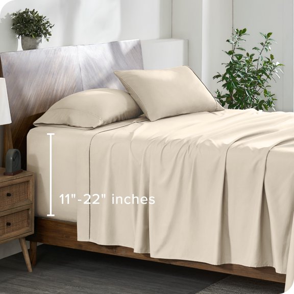 Bare Home Juego de Sábanas de 22 con Bolsillo Extra Profundo, Colección Premium 1800, Ultra Suave, Tamaño Twin, Color Arena