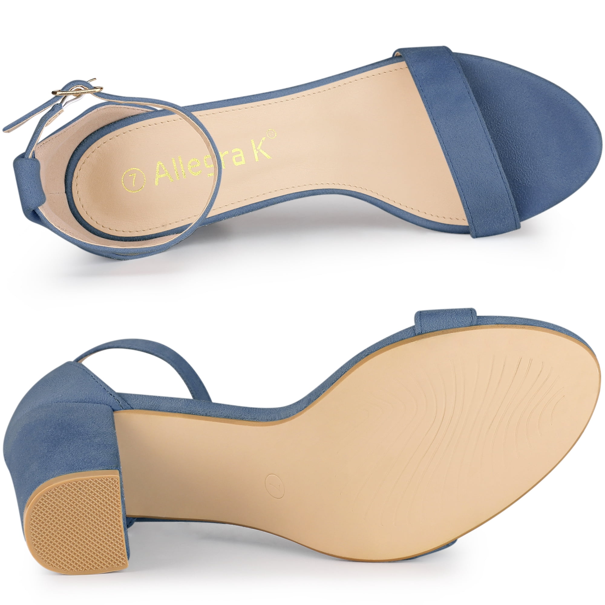 DARING DIVA Women's Buckle Ankle Strap High Chunky Heel Sandals Haze Blue 10