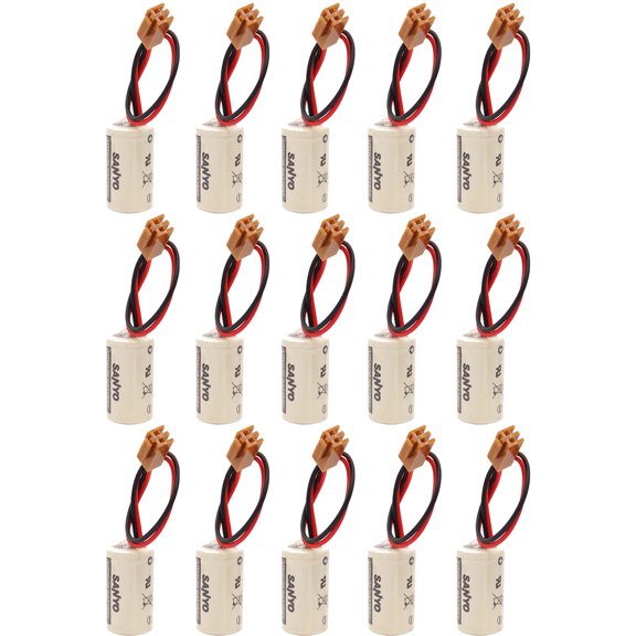 15 PCS Replacement Battery for FDK CR14250SE 3V 1/2AA PLC Battery for 1747-BA Backup Power Supply with Brownk Plug