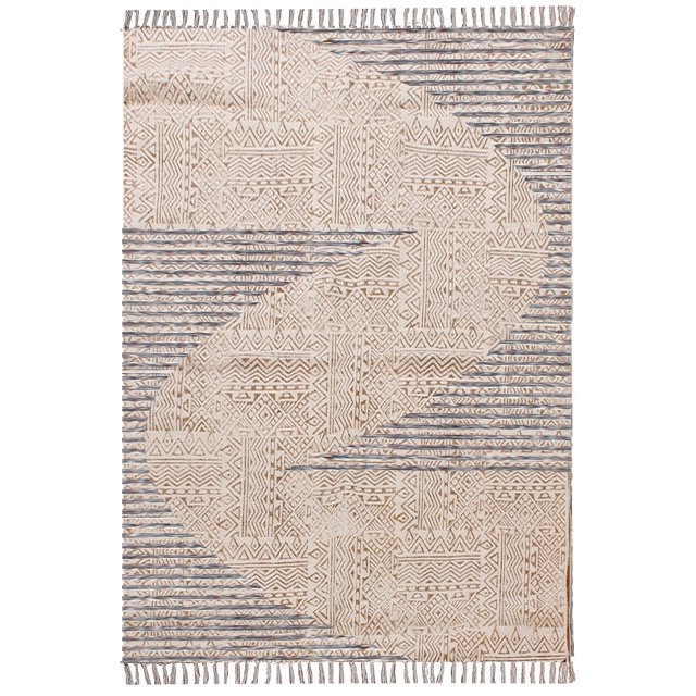 Casavani Handmade Blue Geometric Cotton Dhurrie Dining and Living Room Rug Floor Area Rug 10x14 feet