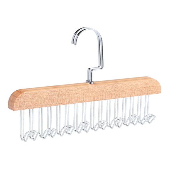 Unique Bargains Wood Tank Top Hanger with 8 Hooks 2 Pcs Light Brown