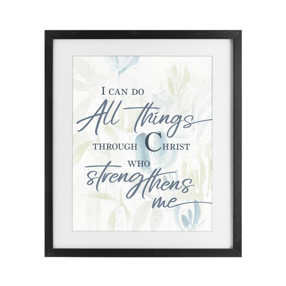 Stupell Industries Farmhouse All Things Through Christ Black Framed Print Under Glass, 13 x 16, by Krinlox