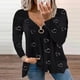 thumbnail image 2 of Blusa informal de manga larga con cuello en V y cremallera suelta con estampado de amor para mujer Pompotops gfhjh5074, 2 of 5