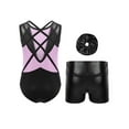 thumbnail image 2 of Haitryli Kids Girls Sparkly Sleeveless Gymnastics Leotard Unitard Ballet Dance Biketard and Shorts Scrunchies Set Light Purple 10, 2 of 3