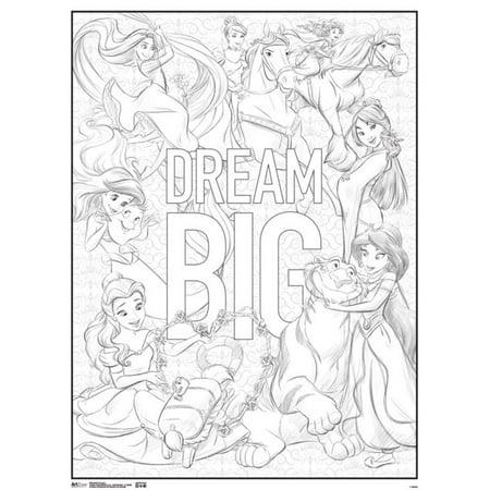 disney princesses dream big movie coloring poster 18x24