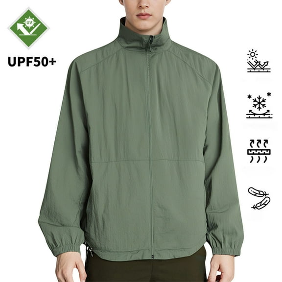 Men's Solid Summer Breathable Sun Protection Clothing Outdoor Fitted Fishing Clothing Exercise Coat