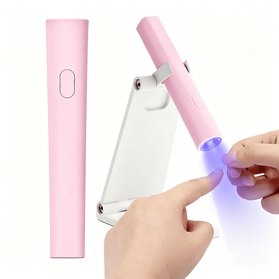RAGUPEL Mini Handheld Uv Light for Gel Nails with Stand,Portable Rechargeable Nail Lamps,2 Timers for Fast Extension,Rhinestone Glue Decoration,Gel Nail Strips at Home,Travel(Pink)