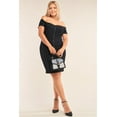 thumbnail image 2 of Plus Size Fitted Off-the-shoulder Front Zipper Bodycon Mini Dress, 2 of 5
