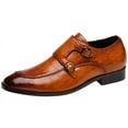 thumbnail image 2 of Santimon Men Dress Double Monk-straps Shoes Crocodile Pattern Slip On Casual Business Leather Shoes Tan 8 US, 2 of 8