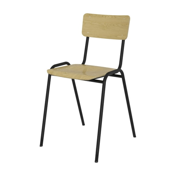 Ruby Multipurpose Wooden Stacking Canteen Chair (Black Frame/Beech Back and Seat) Pack of 4 Chairs