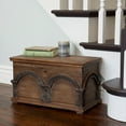 thumbnail image 3 of Household Essentials Small Wooden Arch Storage Trunk, Stained Wood with Decorative Arches, Flat-top, Hinged Lid, Brown, 3 of 9