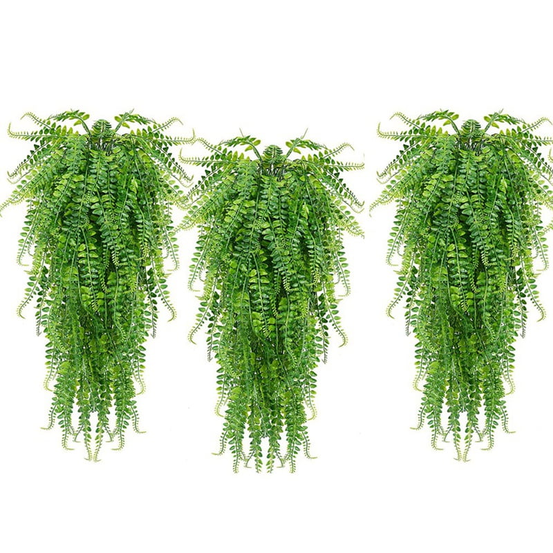 3 Pcs Artificial Hanging Ferns Plants Vine Hanging Plants(Green