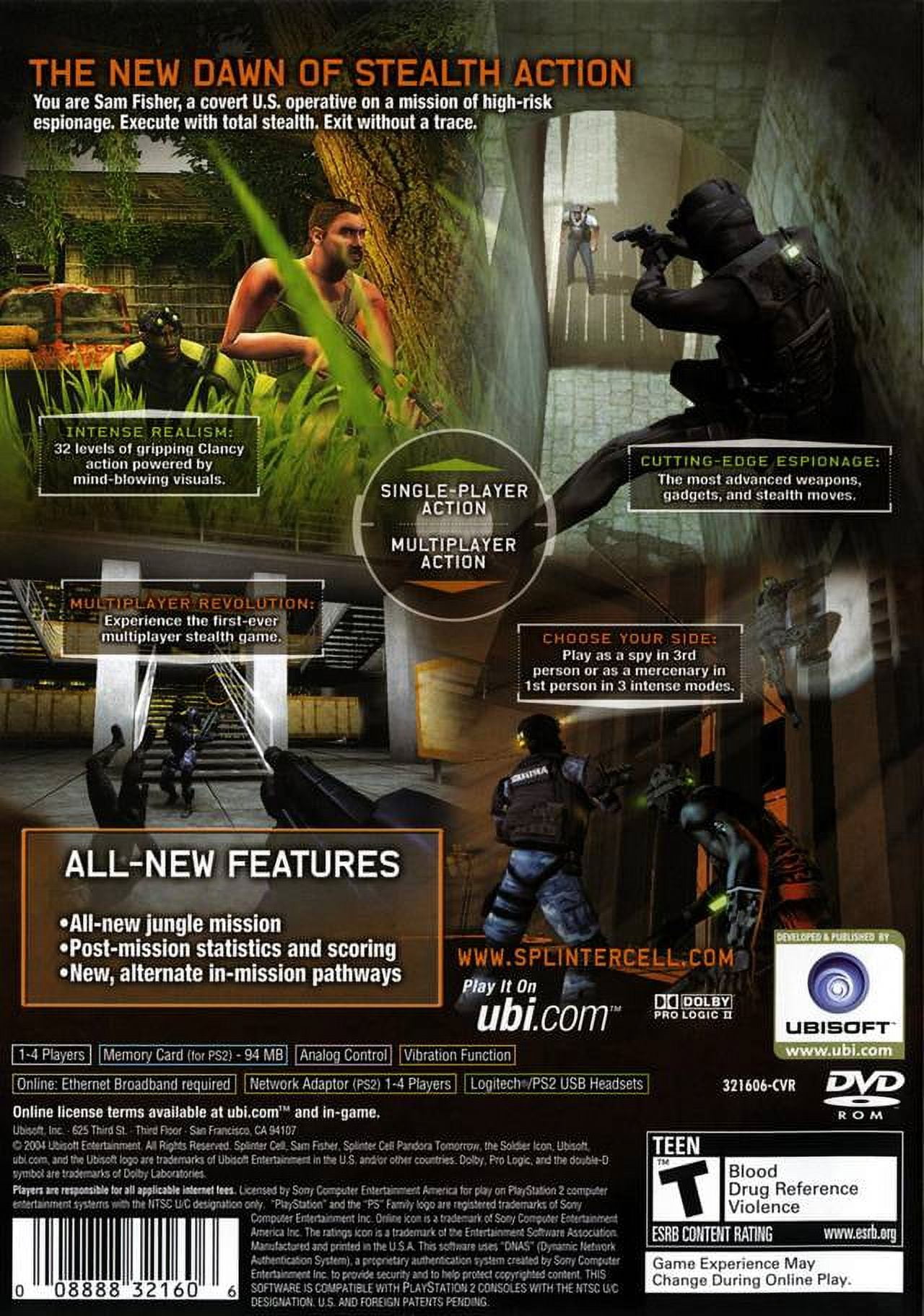 Tom Clancy Splinter Cell Pandora Tomorrow Video Game for Sony PlayStation 2