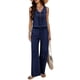 thumbnail image 1 of Conjunto de 2 Piezas para Mujer, Chaleco con Cuello en V y Cintura Anudada, Pantalones Casuales de Pierna , Azul Marino, L, 1 of 9