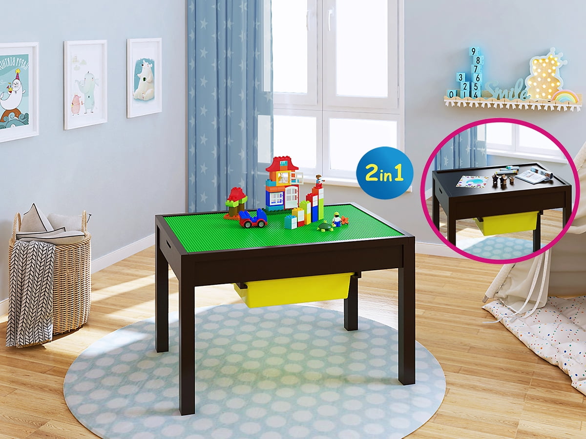 Large 2 in 1 Kid Activity Table with Storage for Older Kids, Play Table for Kids, Boys, Girls, Espresso - Walmart.com