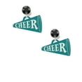 thumbnail image 2 of Delight Jewelry Acrylic 1.25" Teal Cheer Megaphone Black Crystal Clip on Earrings, 2 of 5