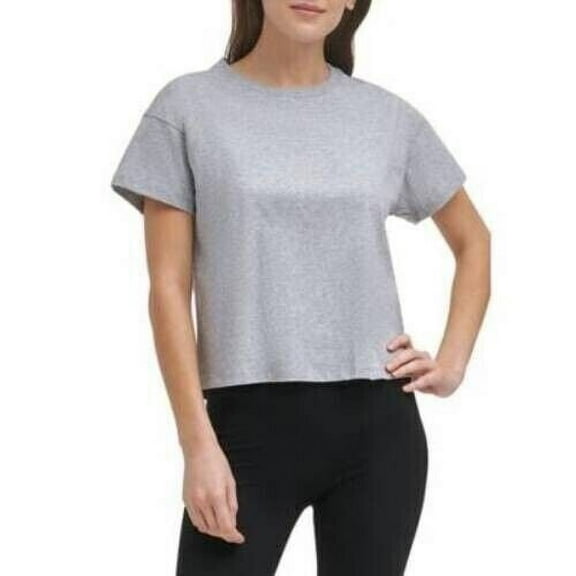 DKNY Womens Sport Cotton Embellished Logo T-Shirt Gray Size XL MSRP $45