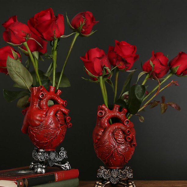 Maceta de adorno de escritorio de florero de corazón de resina única para el hogar