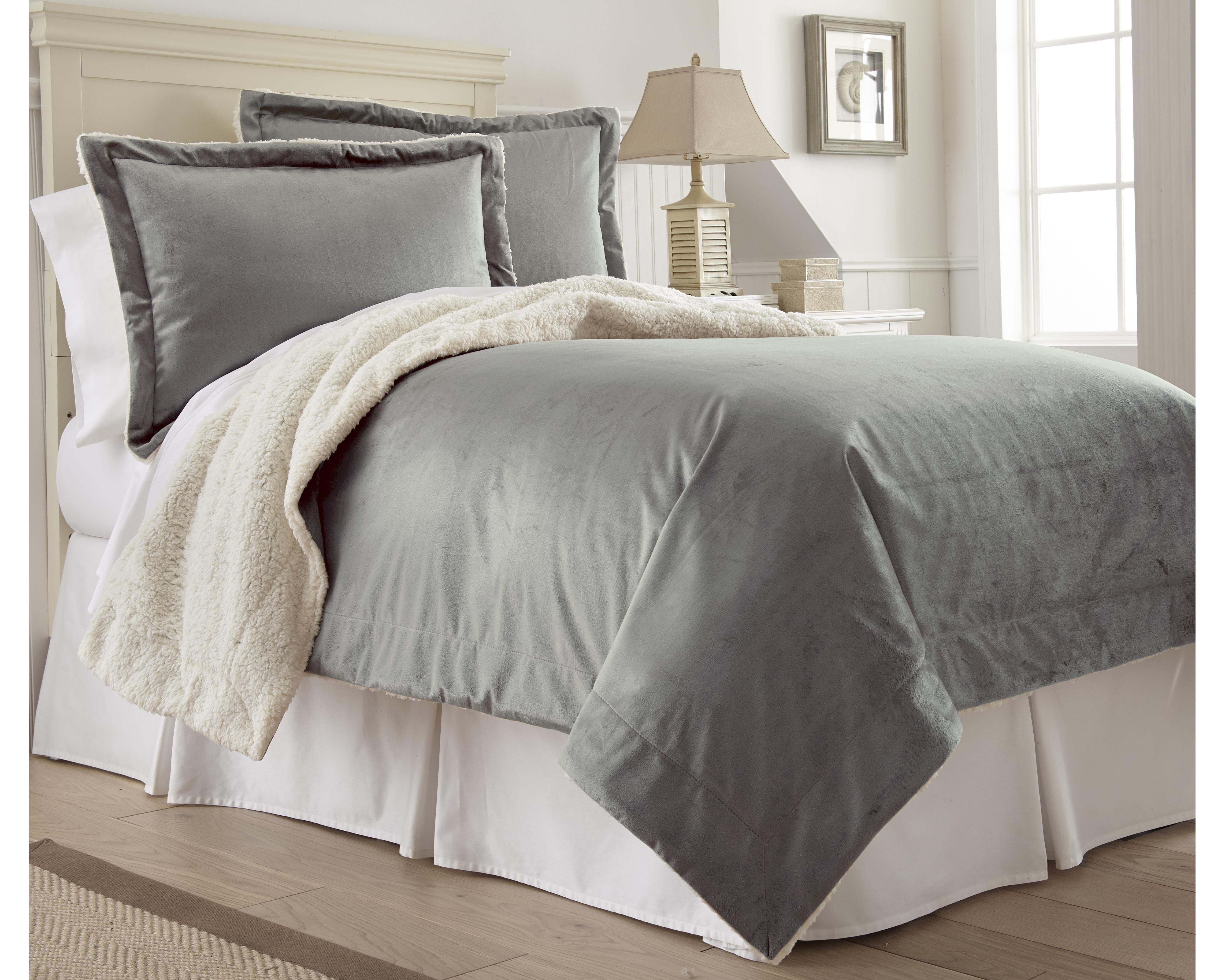 Amrapur Overseas Inc. Plush Sherpa 2 Piece Comforter Set Gray Full