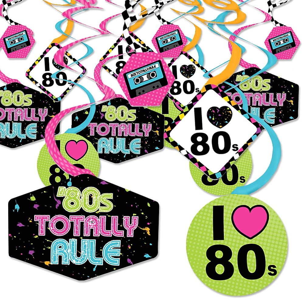 80's Retro - Totally 1980s Party Hanging Decor - Party Decoration Swirls - Set of 40