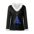thumbnail image 5 of Jkety Santa Sweater Women's Christmas Tree Print V-Neck Tops Soft Collar Pullover Blouse Long Sleeve Casual Knit Shirts Winter Holiday Party Fashion Blue,L, 5 of 5