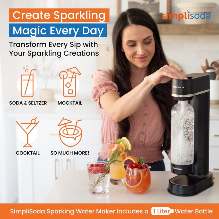 Simpli Soda, Sparkling Water Maker, Premium Model, Black