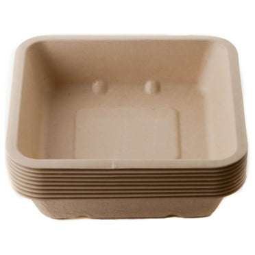 [50 PACK] 16oz Disposable Rectangular Container Take Out Food Tray - Natural Sugarcane Bagasse Bowl Bamboo Fibers Sturdy Compostable Eco Friendly Environmental Paper Alternative