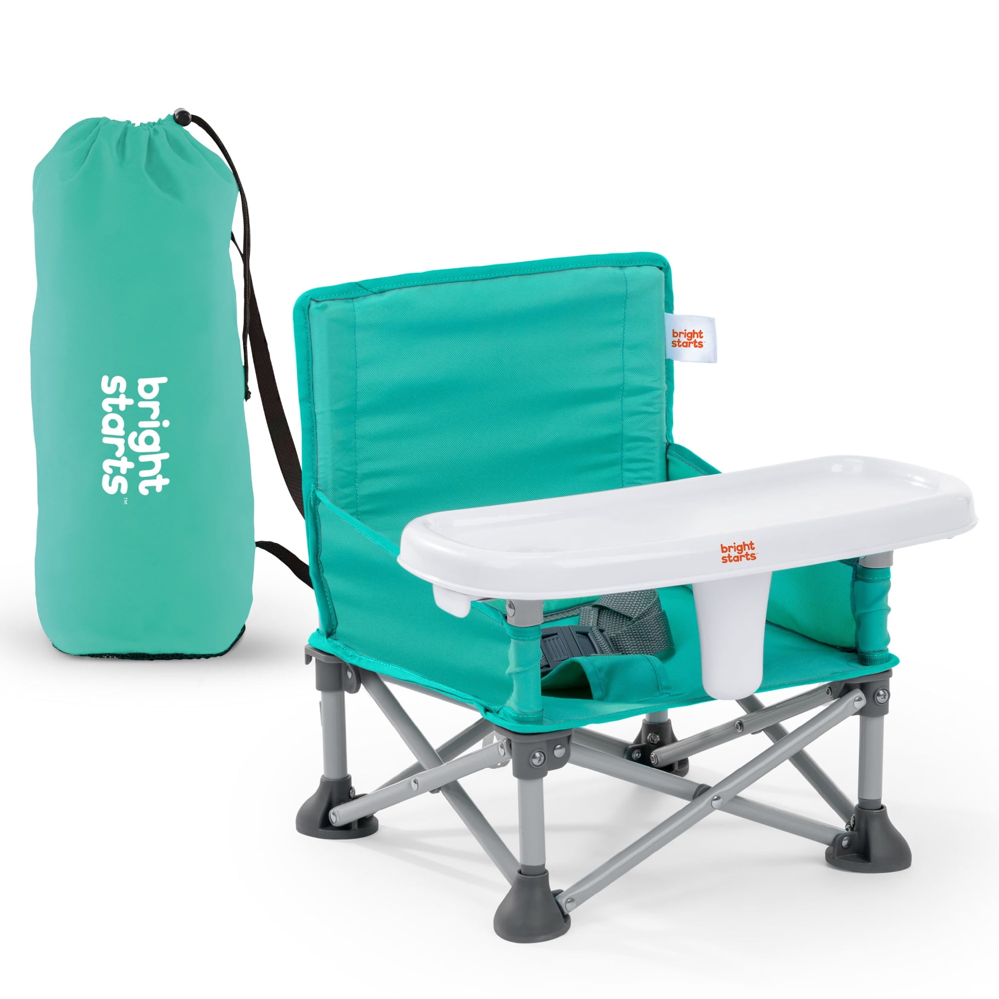 Bright Starts Pop 'N Sit Portable Baby Booster Seat, Teal, Infant to Toddler