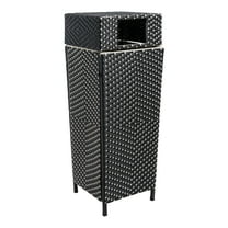 happimess Keaton Modern 24.13-Gallon All-Weather Wicker/Metal Lidded Hideaway Outdoor Trash Can, Dark Navy/White, HPM1203E