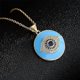 thumbnail image 3 of 18k Gold Plated Evil Eye Enamel Disk Pendant Necklace,handmade Adjustable Amulet Good Luck Protection Evil Eye Jewelry For Women, 3 of 4
