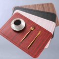 thumbnail image 1 of Baohd Imitation Wood Grain Table Mat PU Leather Pad Placemat Bowl Waterproof Washable Non-Slide Home Kitchen Red, 1 of 6