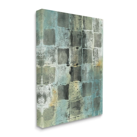 Stupell Industries Checker Block Pattern Abstraction over Blue Green Canvas Wall Art, 36 x 48, Design by Joyce Combs