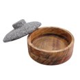 thumbnail image 2 of Tortillero de Madera Parota con Tapa de Piedra Volcánica, CEMCUI, 21 cm de diametro, 2 of 3