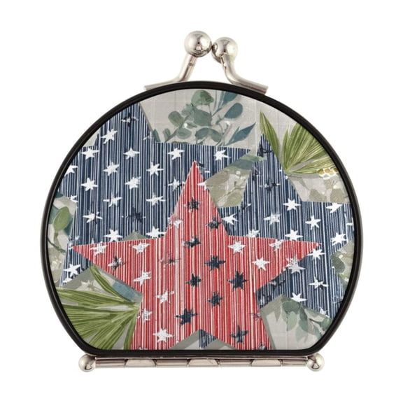 Portable Folding Mirror Compact Double Sided Travel Mirror Small Makeup Mirror Use Present for Women Red and Blue Stars