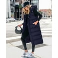 thumbnail image 2 of FreshPretty Long Puffer Vest Women Quilted Hooded Button Down Zip Up Sleeveless Vests Outerwear Padded Jacket Fall Winter Coat, 2 of 6