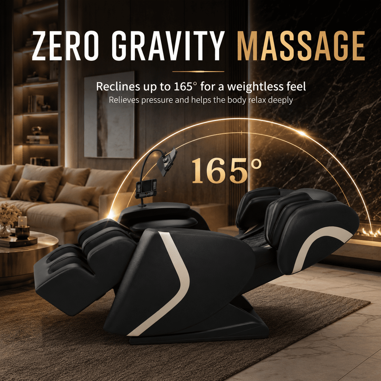Aenkyo Full Body Zero Gravity Massage Chair Recliner with 6 Fixed Rollers and Foot Massage, Black